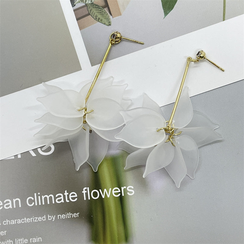 White Acrylic Flower Earrings