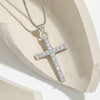 Steel Cross Necklace with Rhinestones-Choose Color