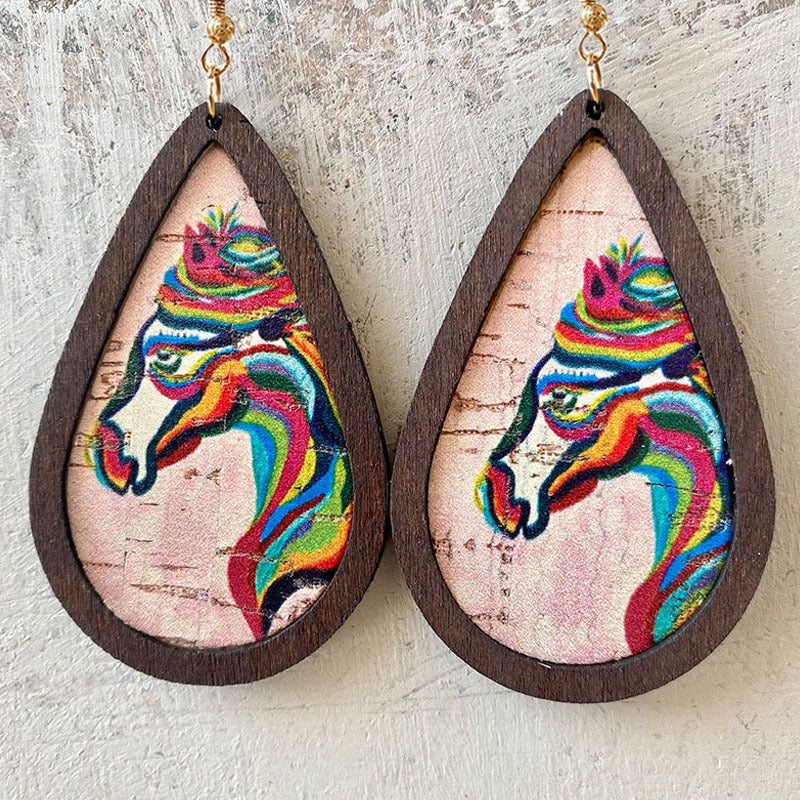 Wooden Horse Earrings