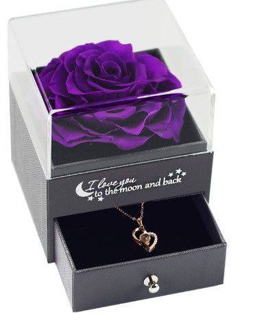 Forever Rose Jewelry Box with Necklace-Choose Rose Color