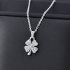 Four Leaf Clover Stainless Steel Rhinestone Encrusted Short Necklace