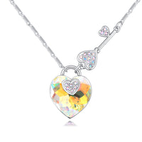 Short Heart Lock Necklace with Key Detail-Choose Color