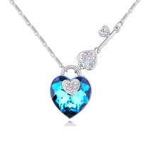 Short Heart Lock Necklace with Key Detail-Choose Color