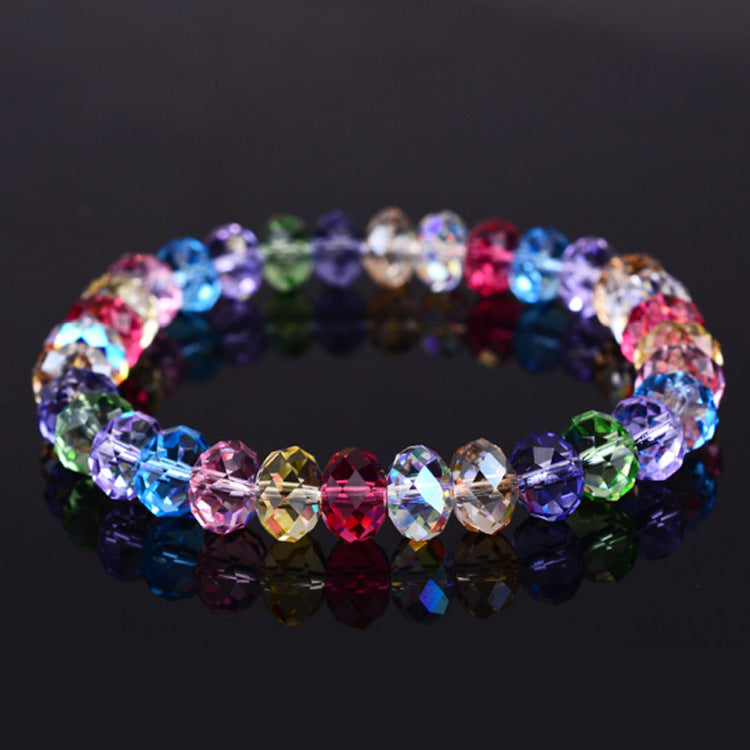 Single Strand Faceted Crystal Stretch Bracelet-Choose Color