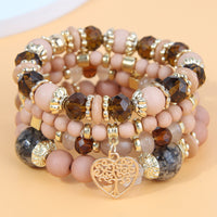 Heart Tree Of Life Charm Stretchy Bracelet Stack-Choose Color