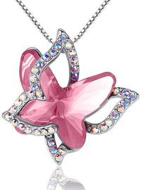 Iridescent Rhinestone Butterfly Necklace-Choose Center Butterfly Color
