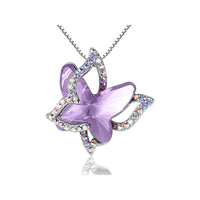 Iridescent Rhinestone Butterfly Necklace-Choose Center Butterfly Color