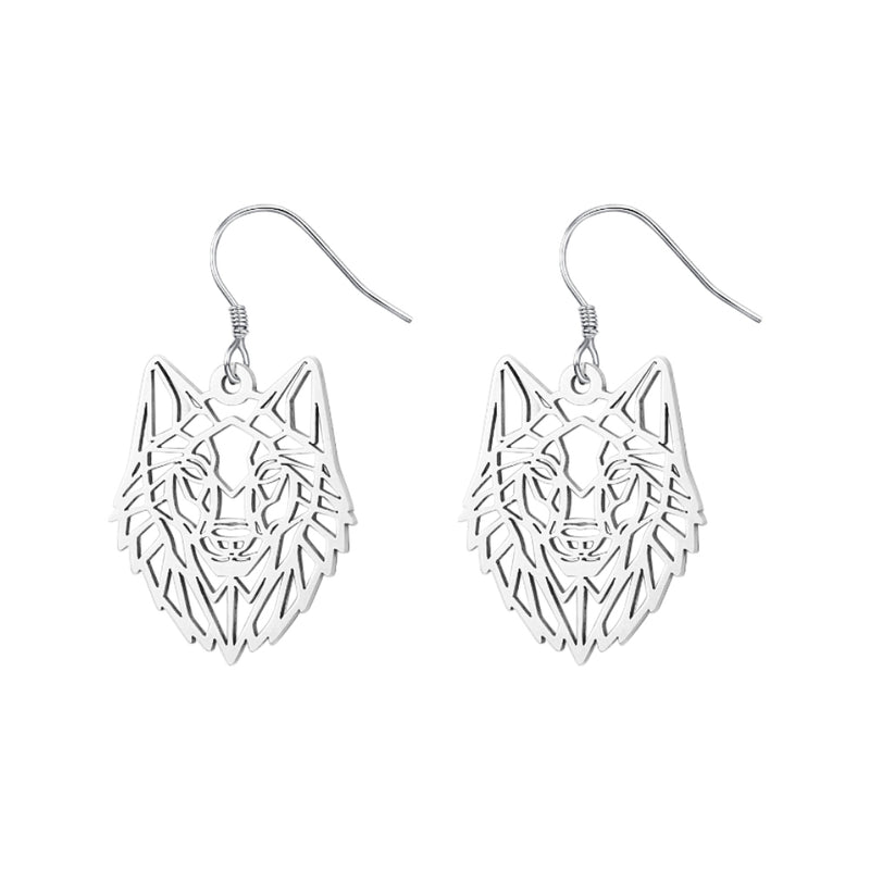Lightweight Metal Wolf Head Shaped Earrings