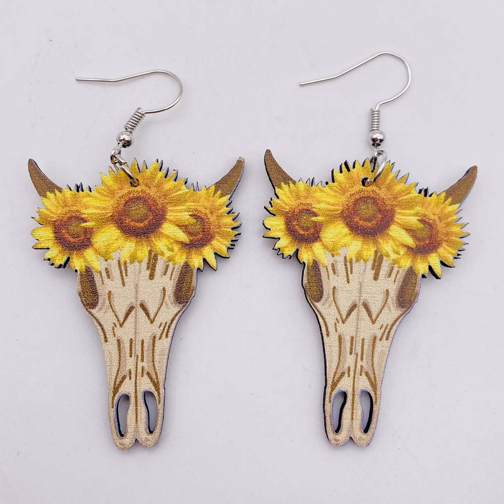 Western Themed Wooden Earrings-Choose Style