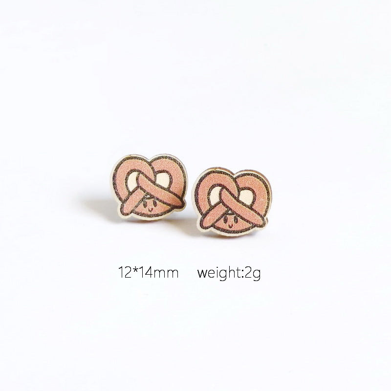 Small Wooden Food Earrings Studs-Choose Style
