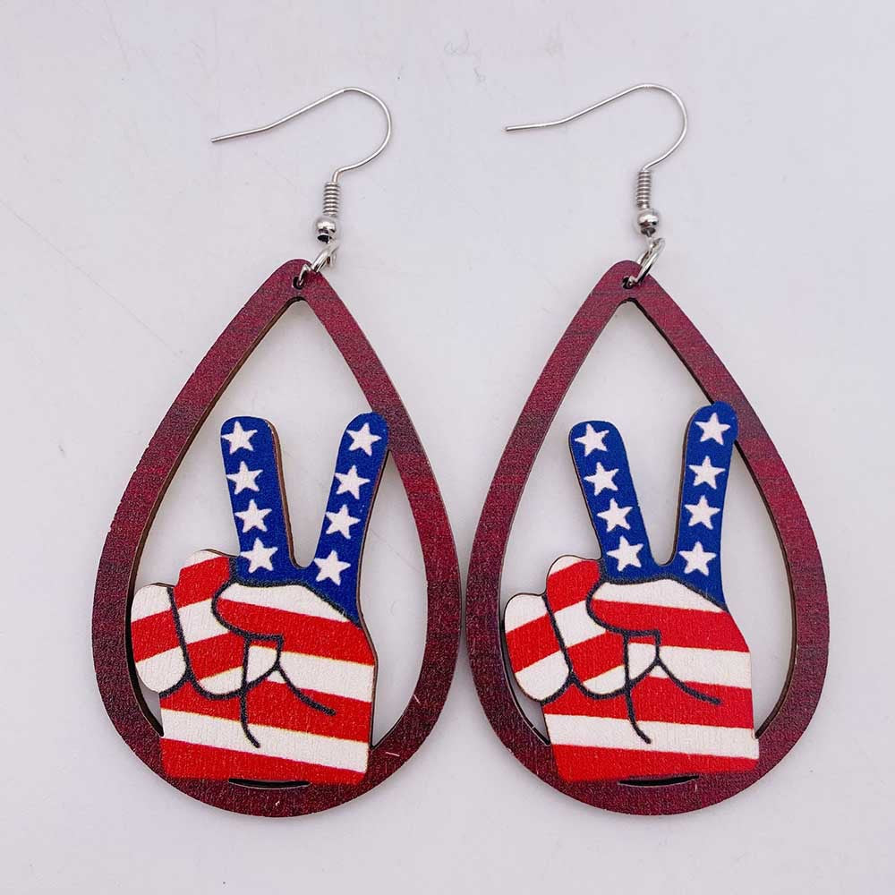 Patriotic Wooden Earrings-Choose Style