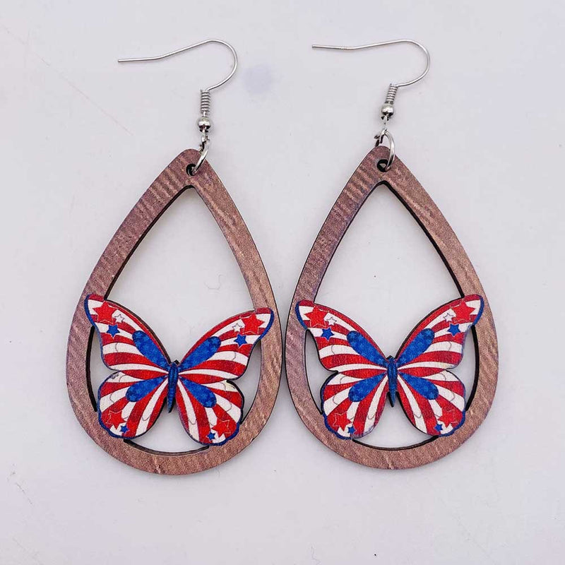 Patriotic Wooden Earrings-Choose Style