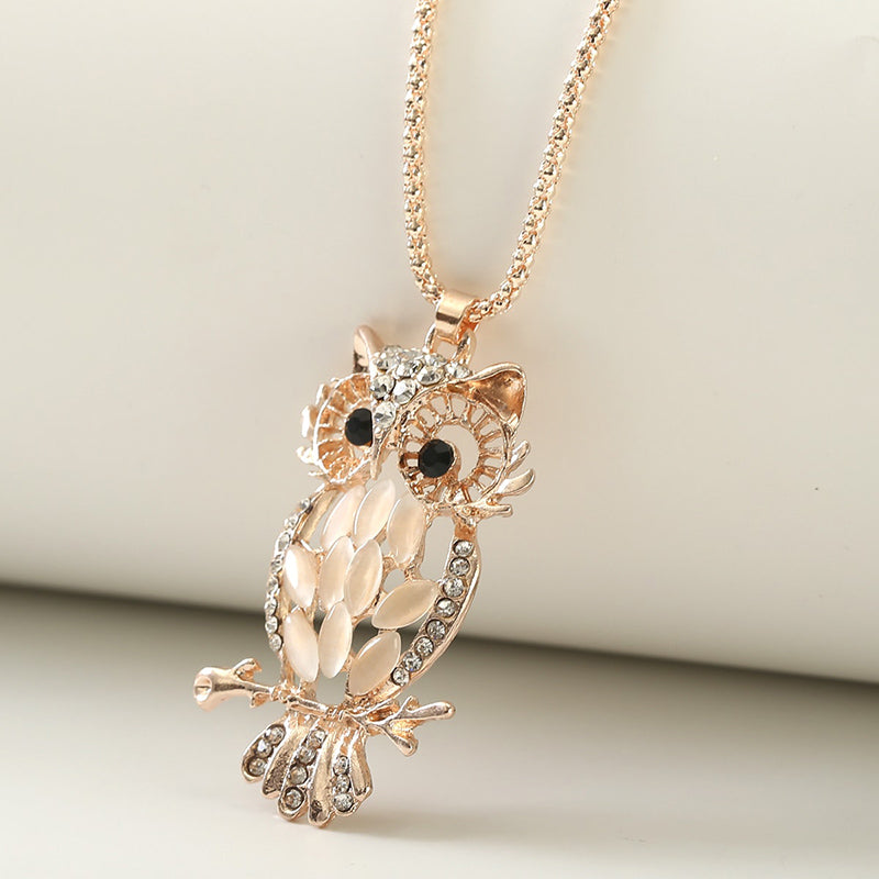 Rose Gold Owl Pendant Necklace