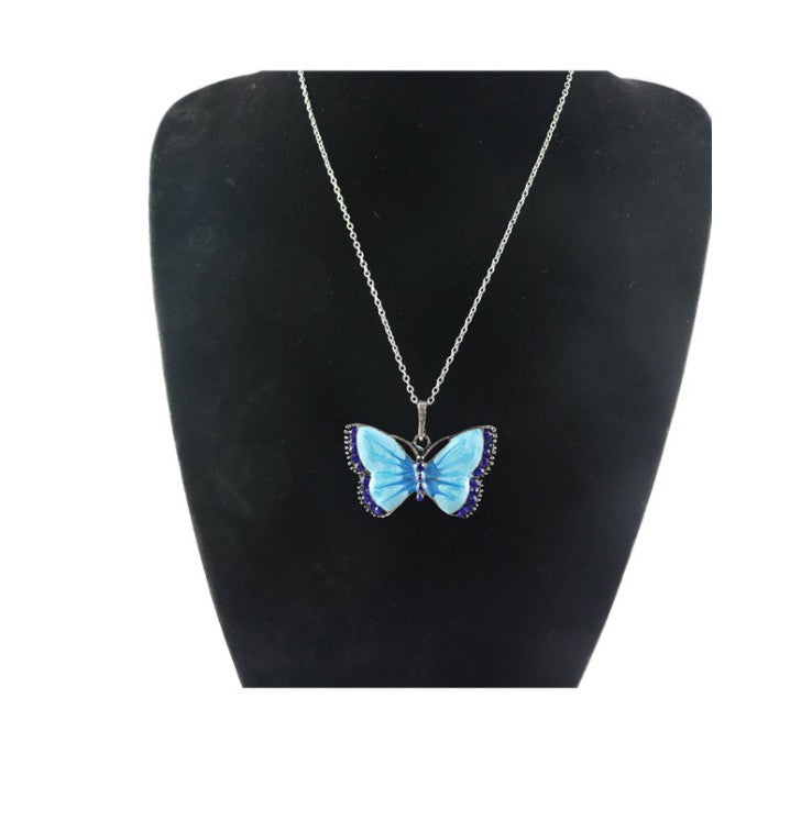 Vintage Inspired Rhinestone Butterfly Short Necklace-Choose Color
