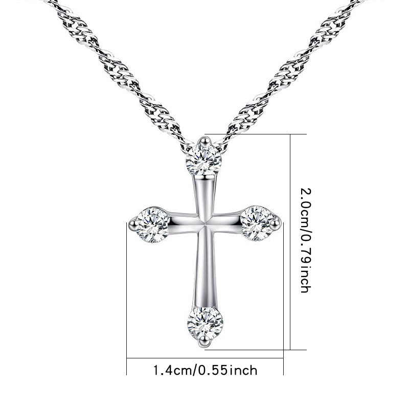 Small Cross Necklace with CZ Accents