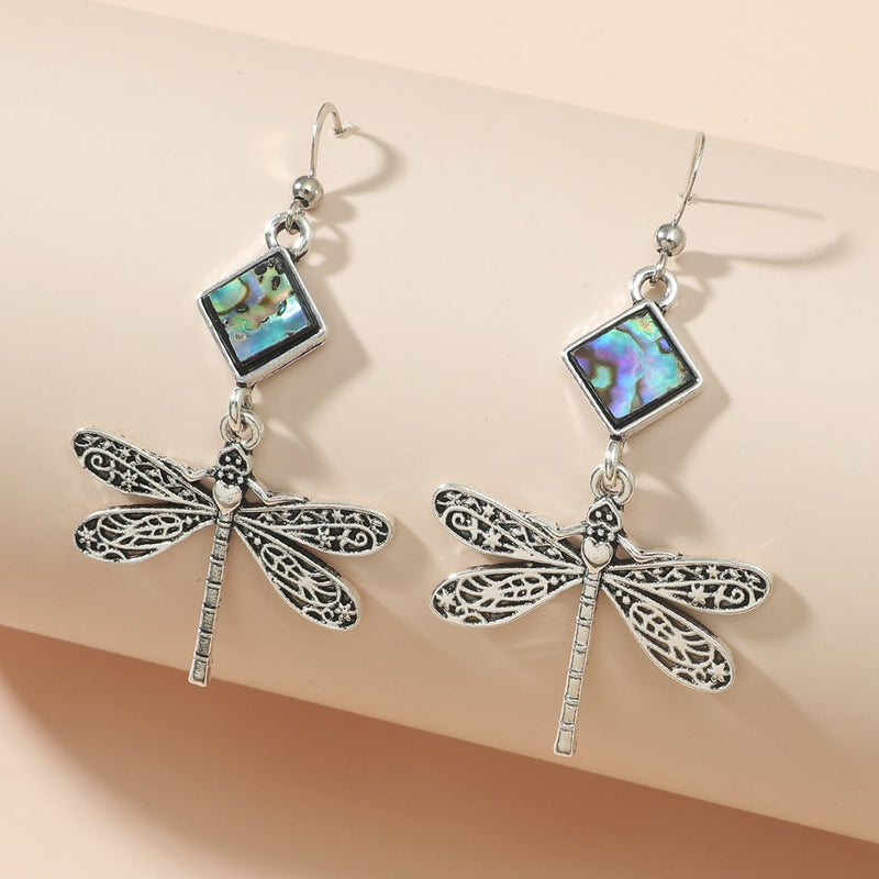 Dragonfly earrings with abalone