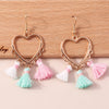 Heart Shaped Earrings with Tassels-Choose Color