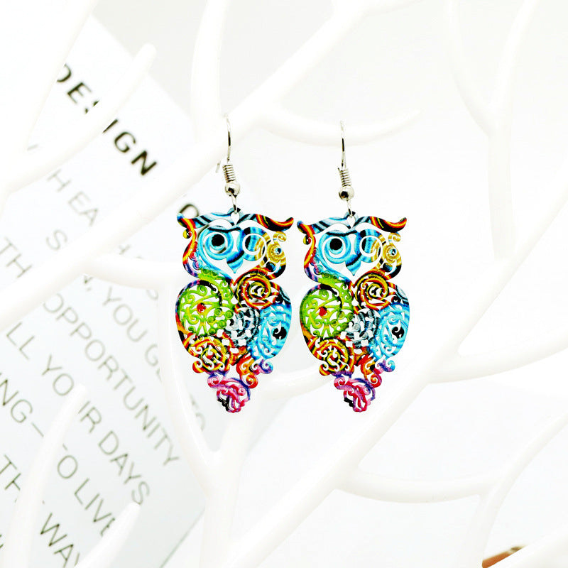 Super Light Colorful Owl Earrings