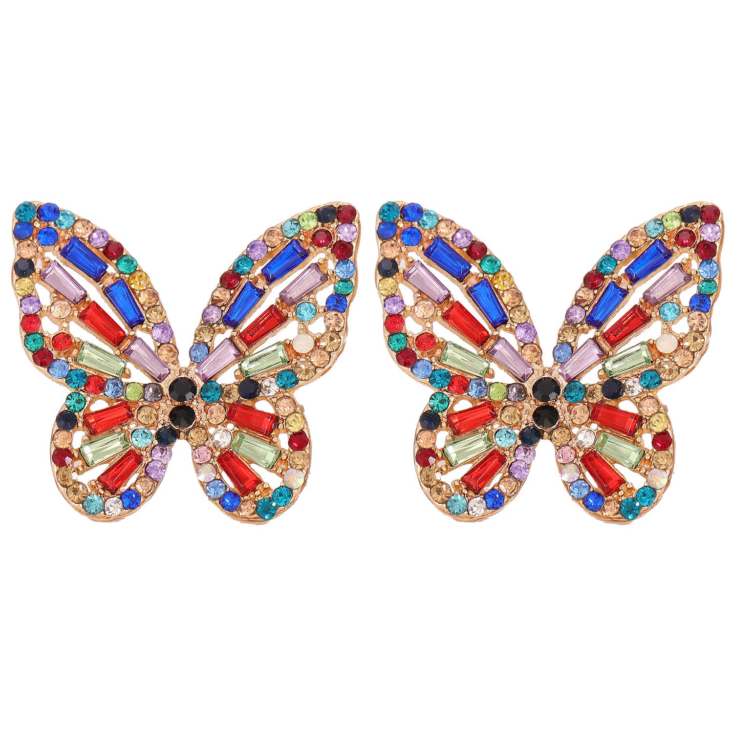 Butterfly Rhinestone Post Earrings-Choose Color