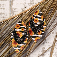 Leather Sunflower Earrings-Choose Style
