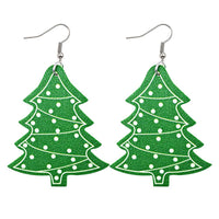 Lightweight Leather Christmas Tree Earrings-Choose Color