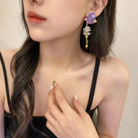 Retro Inspired Purple Flower Bouquet Earrings