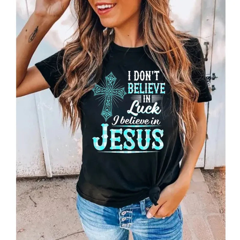 I Don't Believe In Luck I Believe In Jesus T-Shirt-READ DESCRIPTION