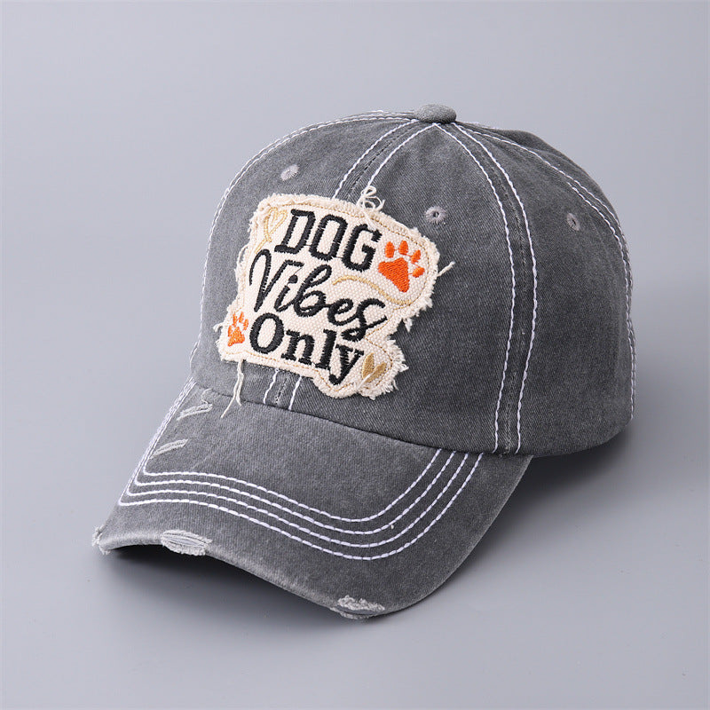 Dog Vibes Only Adjustable Distressed Hat-Choose Color