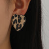 Leopard Print Heart Shaped Stud Earrings