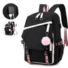 LARGE High Quality Thick Canvas Black Backpack with Pink Accents