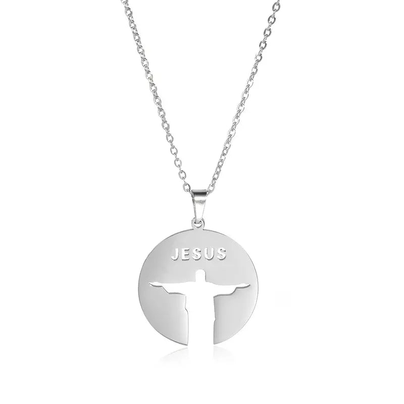 Jesus Silhouette Pendant Short Necklace