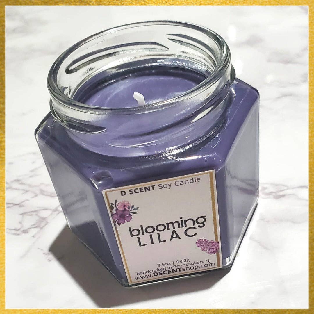 blooming LILAC Soy Candle 3.2 oz Small Hex Jar