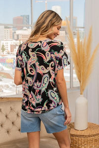 Sew In Love Full Size Paisley Print Round Neck Short Sleeve T-Shirt