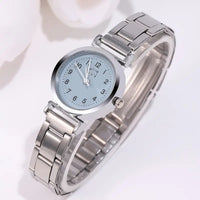 Silver and Light Blue Face Fashion Watch with Bracelet