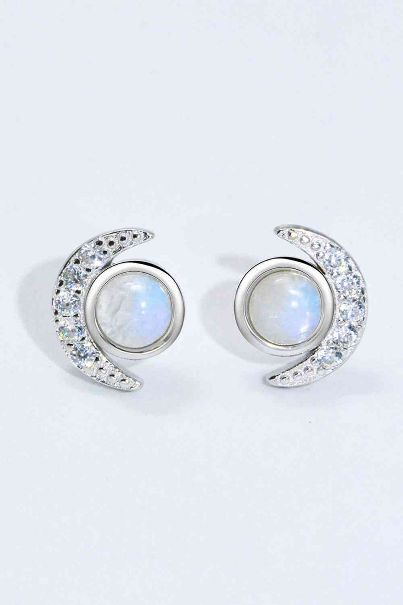 925 Sterling Silver Moonstone Stud Earrings