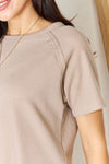 Zenana Baby Waffle Short Sleeve Slit High-Low T-Shirt