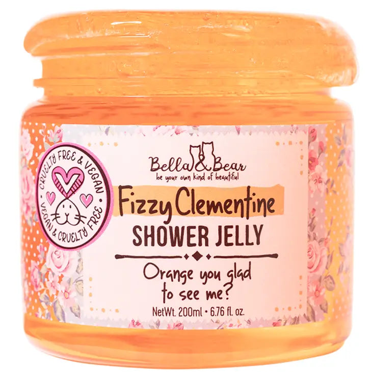 Bella & Bear Fizzy Clementine Shower & Bath Jelly For Adults & Kids 6.7oz.