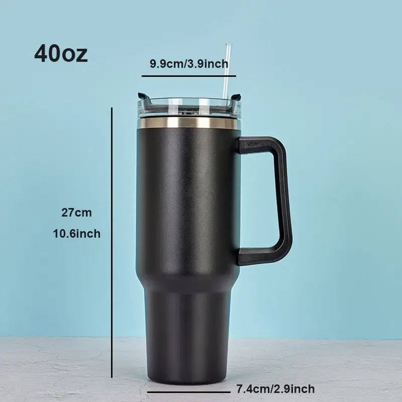 40 oz Double Wall Vaccuum  Sealed Stainless Steel Tumbler with Straw and Handle-Choose Color