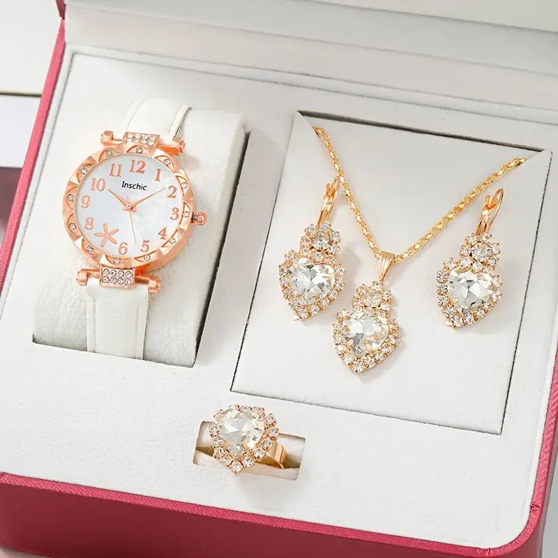 Watch and Heart Jewelry Gift Set-Choose Color