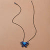 Glitter Opal and Rhinestone Gunmetal Butterfly Necklace