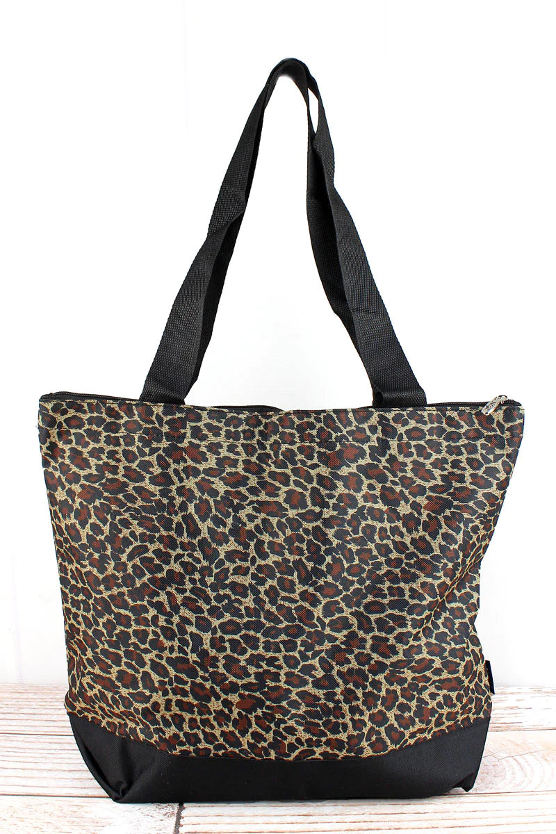 NGIL Leopard and Black Trim Tote Bag