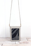 Grey Faux Leather Cell Phone Crossbody