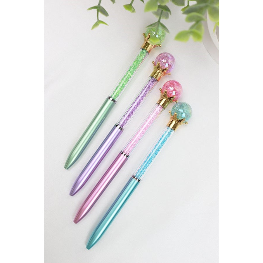 Crystal Ball Topped Ballpoint Pens-Choose Color