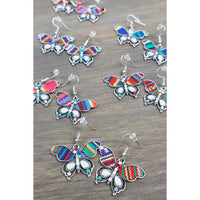 Butterfly Earrings with Gem and Textile Detail