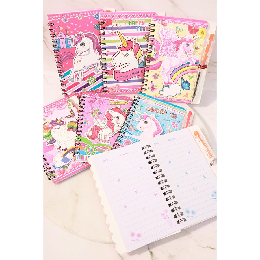 Small Unicorn Notebook and tiny pen-Pack of 2 Random